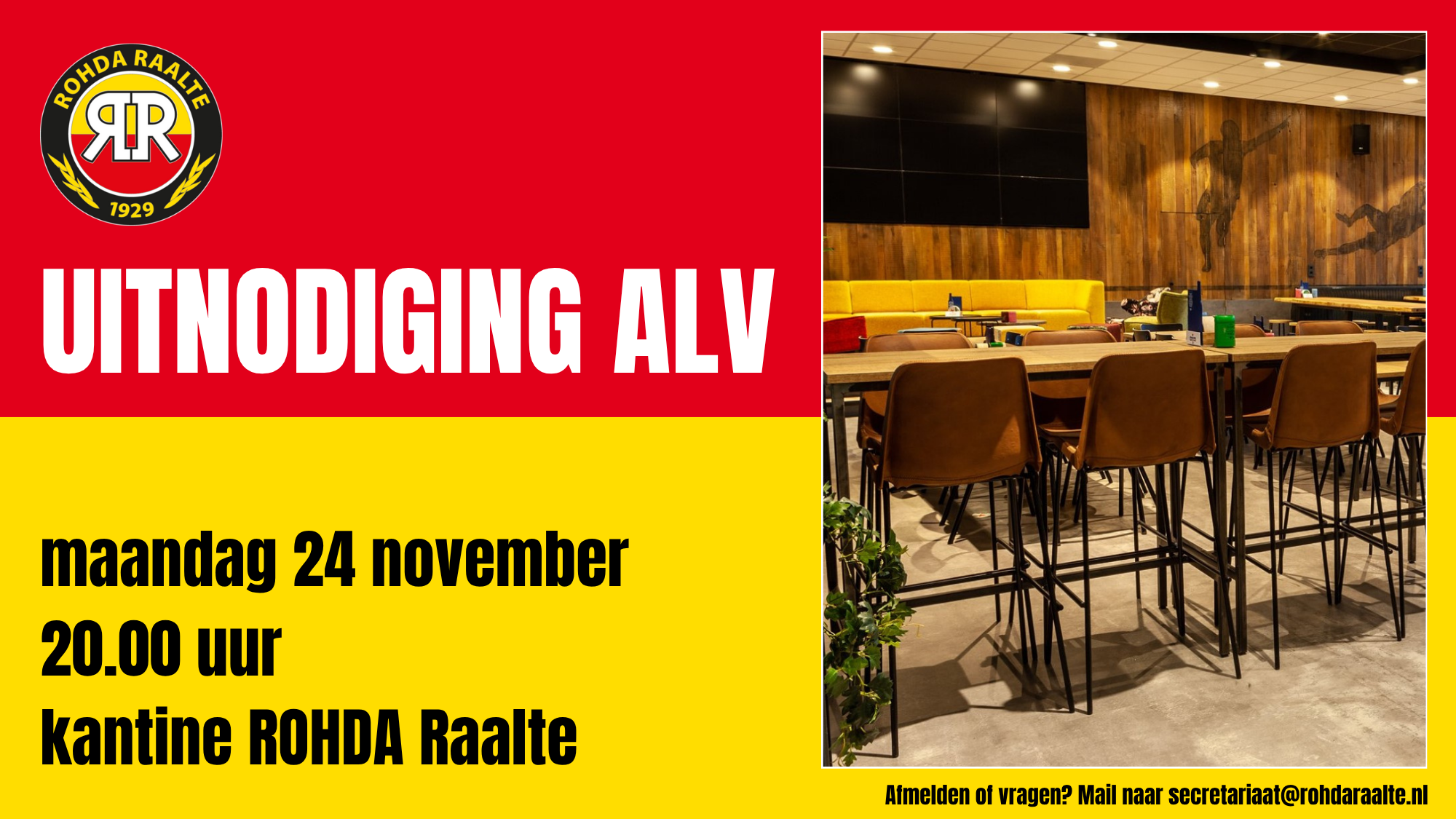 REMINDER: ALV maandag 24 november 20 uur