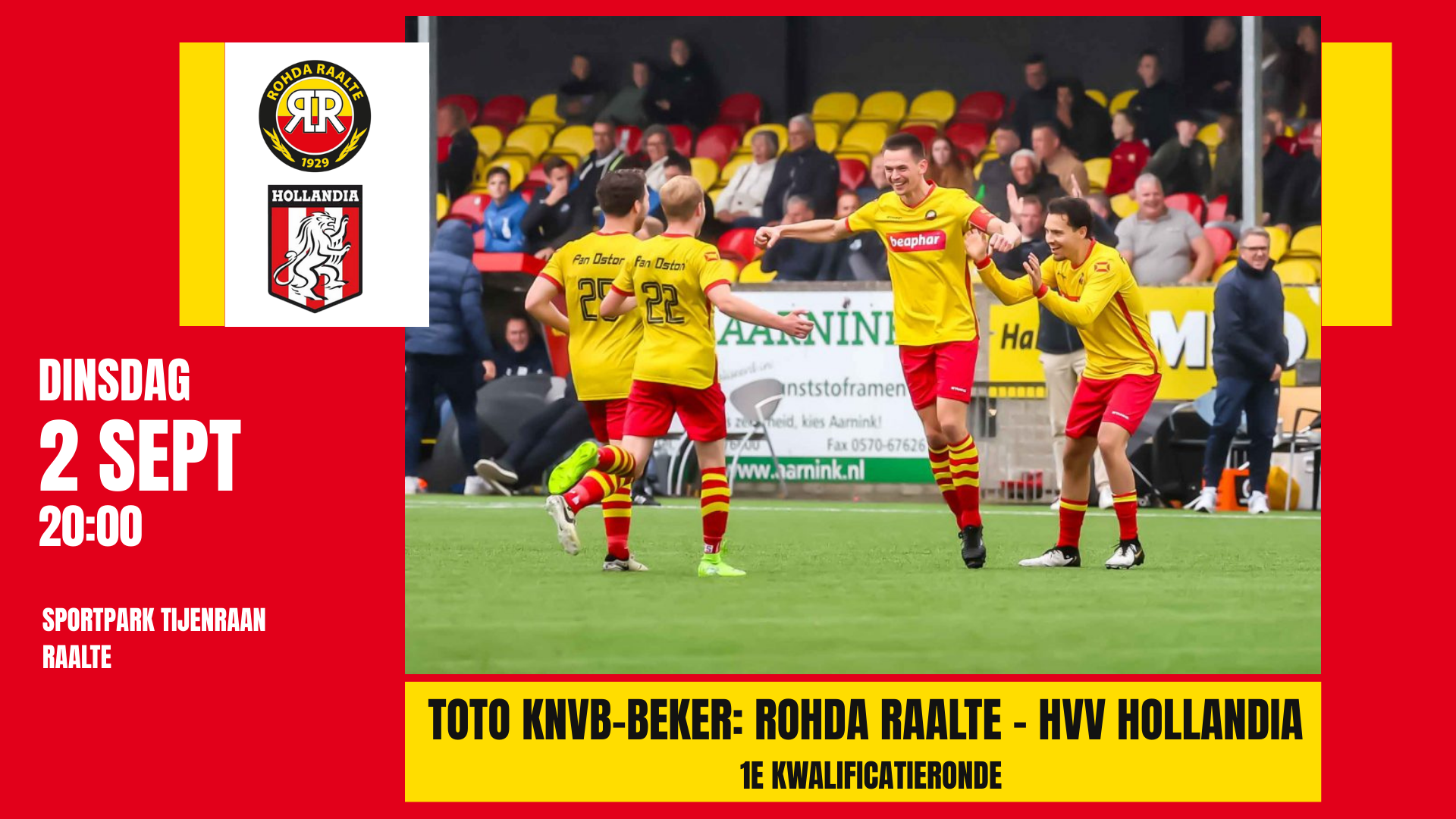 ROHDA Raalte speelt in de 1e ronde van de TOTO KNVB-beker tegen HVV Hollandia