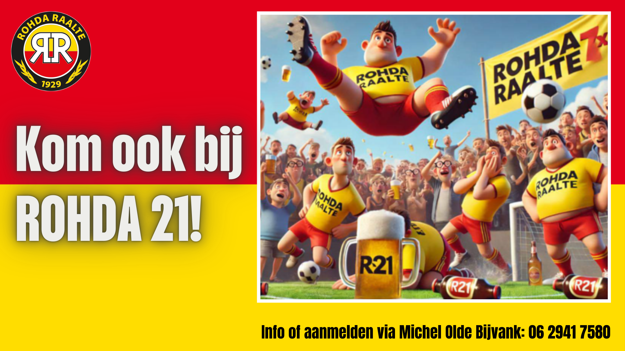 Voetballen zonder druk en met veel gezelligheid? Kom bij ROHDA 21!