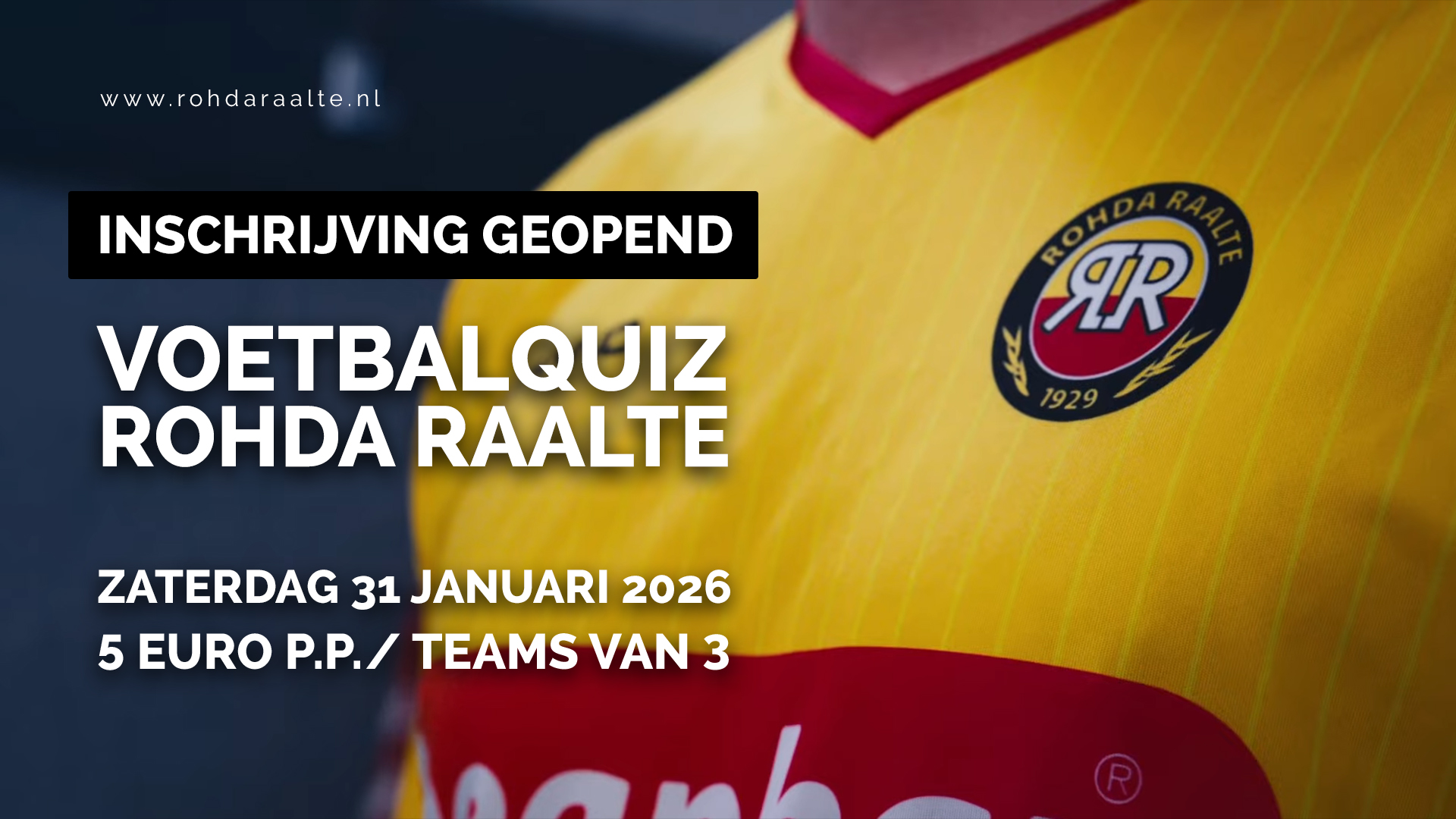Schrijf je in voor de ROHDA Voetbalquiz op 31 januari